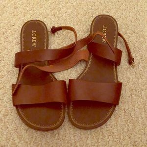 J. Crew Brown Leather Gladiator Sandals